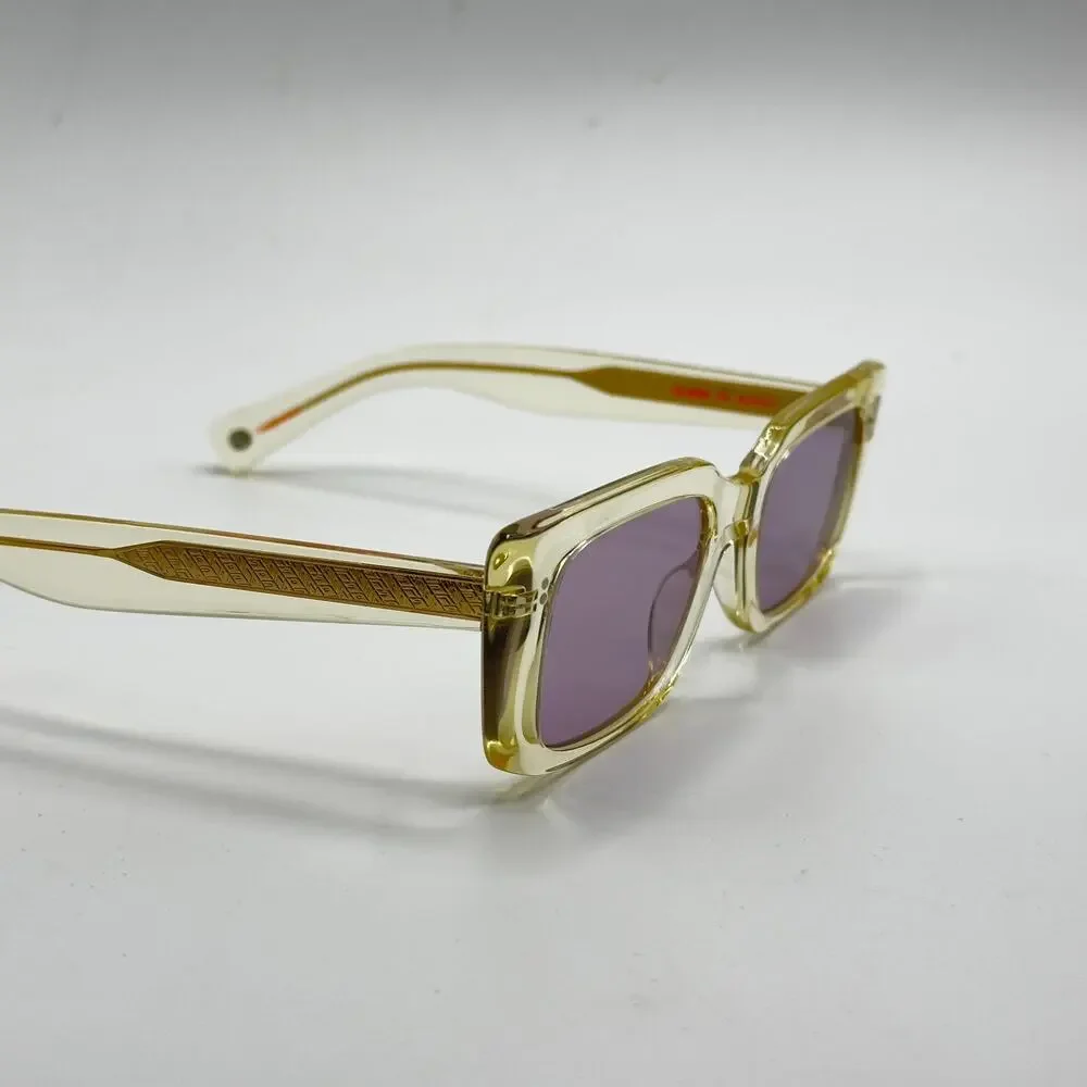 Garrett Leight Sunglasses GL3030 PG Pure Glass Rectangle Frame Plum Lens